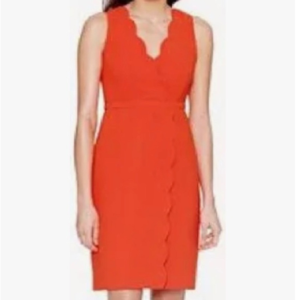 J. Crew Red scalloped edged shift dress